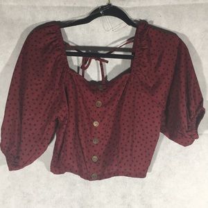 Maroon polkadot crop top #66